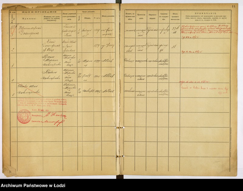 Obraz 12 z jednostki "[Księga ludności stałej m. Łodzi guberni piotrkowskiej nr domu 32a-41m]"