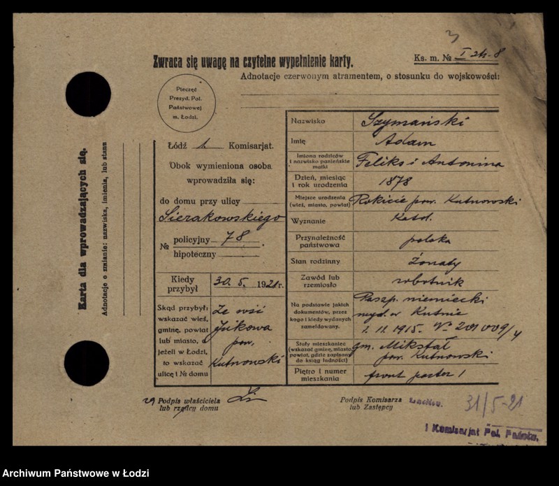 Obraz 5 z jednostki "[Spis ludności Łodzi] Szymański-Szymczacka"