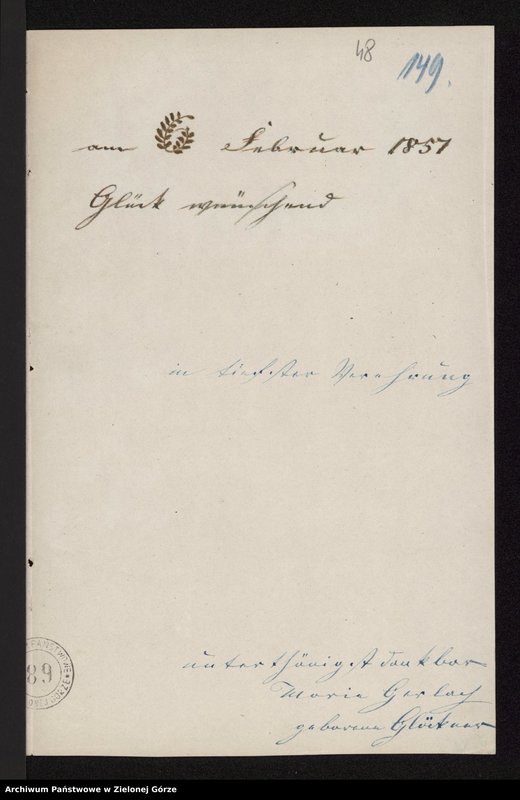 image.from.collection.number "Życzenia oraz dedykacje dla Doroty de Talleyrand-Périgord z lat 1854–1862111"