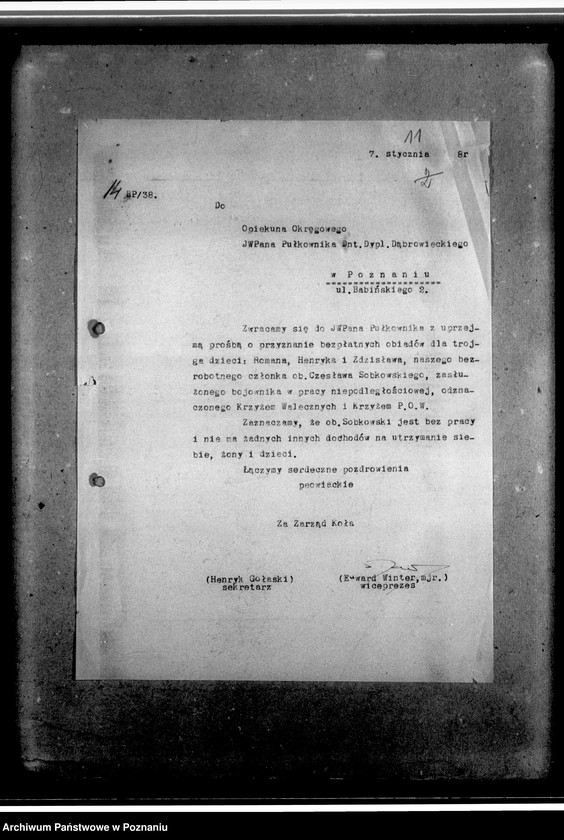 image.from.unit.number "Korespondencja w sprawach personalno - organizacyjnych dotycząca m.in. udzielania pomocy w zatrudnieniu, otrzymaniu mieszkania i pomocy materialnej"