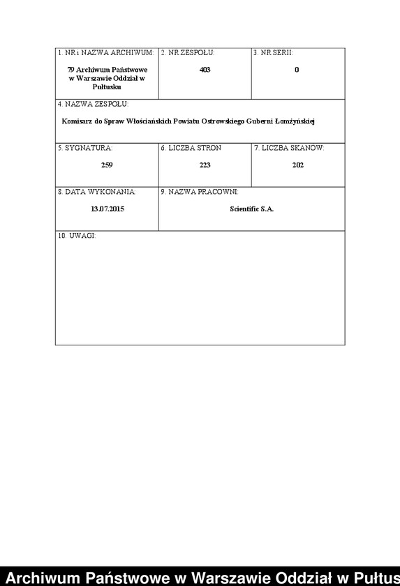 Obraz 1 z jednostki "O urządzaniu chłopów byłej rządowej wsi Brulino Koski i Brulino Lipskie, gm. Nur wchodzącej w skład prywatnej własności Obryte należące do Osipa Godlewskiego"