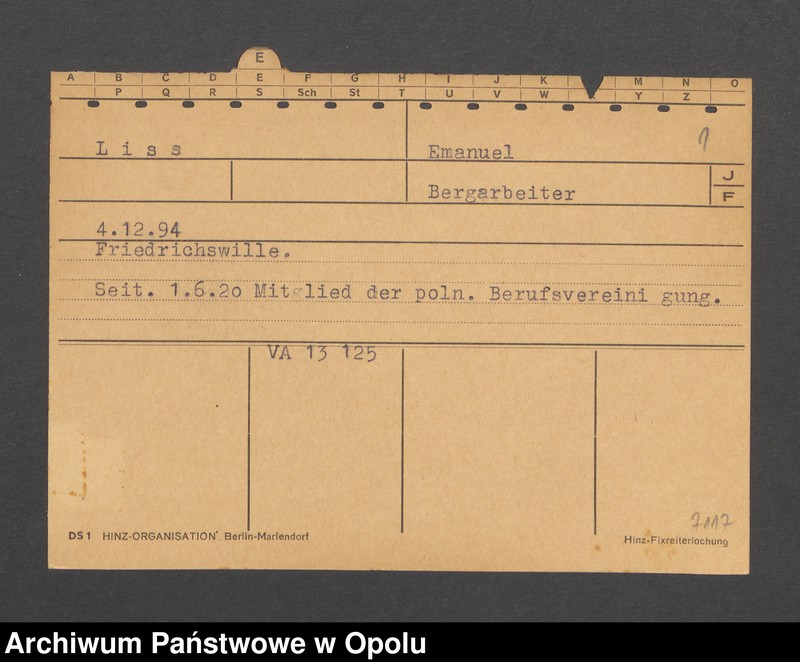 Obraz 3 z jednostki "[Liss Emanuel, ur. 4.12.1894 r., zam. Friedrichswille]"