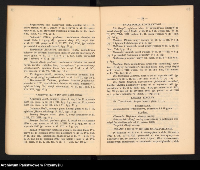 image.from.unit.number "Sprawozdanie Dyrekcji Państw[owego] Gimnazjum II im. Augusta Witkowskiego w Jarosławiu za rok szkolny 1929/30"
