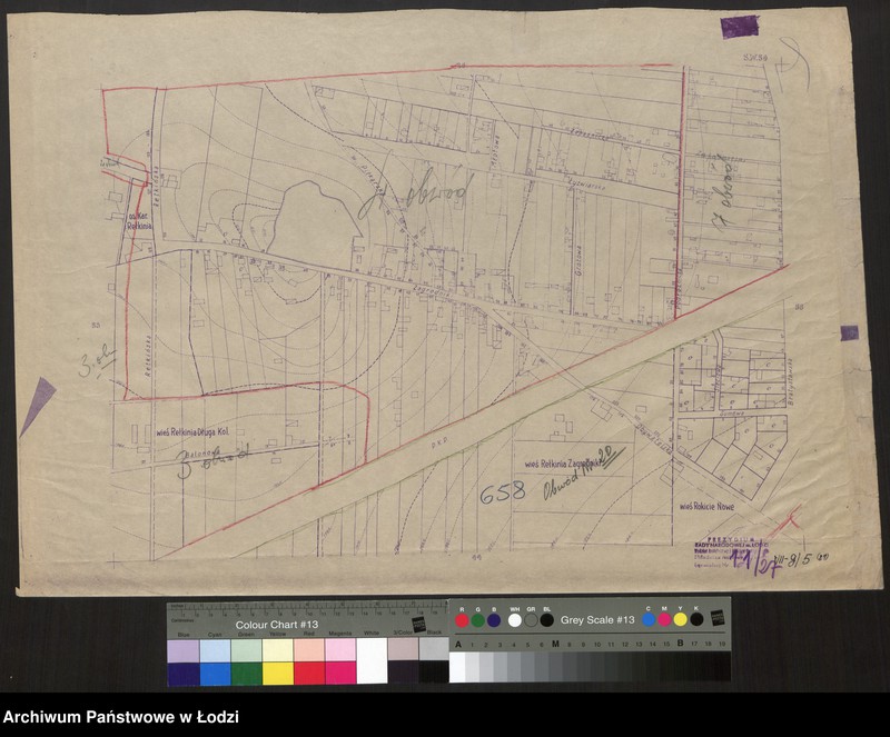 Obraz 1 z jednostki "Plan m. Łodzi 1:2000 z oznaczeniem podziału miasta na obwody Komitetów Blokowych. Sekcja SW 34"