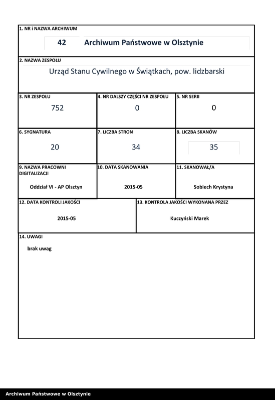 Obraz 1 z jednostki "Sterbe-Neben-Register Nr 1 - 33"