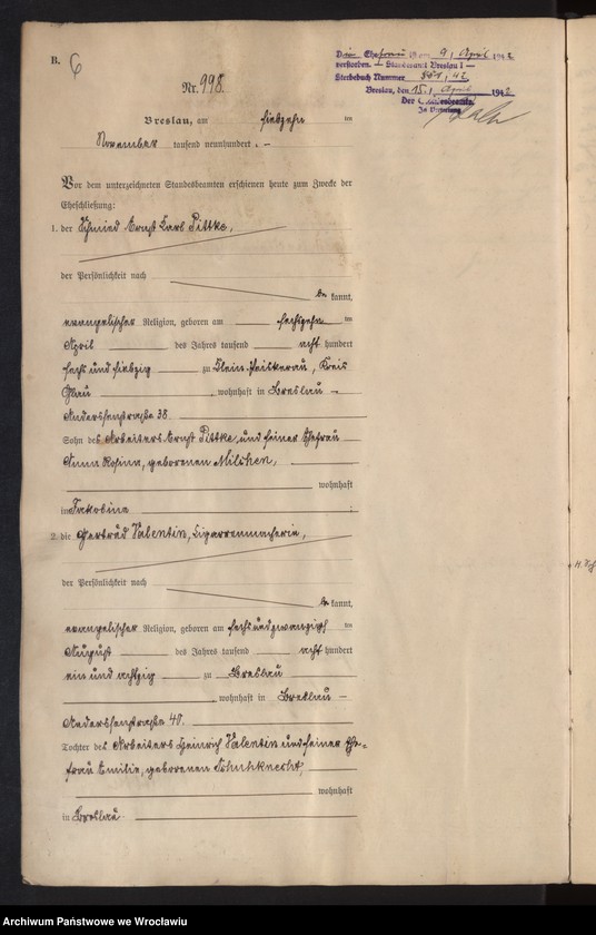 image.from.unit.number "Heiraths-Haupt-Register Breslau I 1900 Band 6"