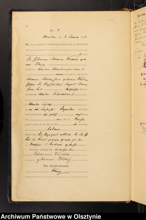 image.from.unit.number "Geburts-Haupt-Register Tom I, Nr 1-519"