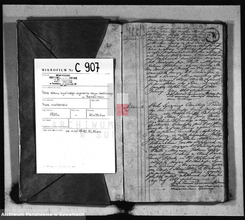 image.from.unit.number "Akta Zaślubionych Gminy Berznickiey od Dnia 1-o Stycznia 1820 Roku"