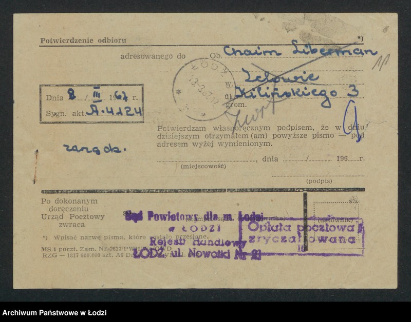 Obraz 13 z jednostki "Chaim Liberman- wyrób towarów manufakturowych"