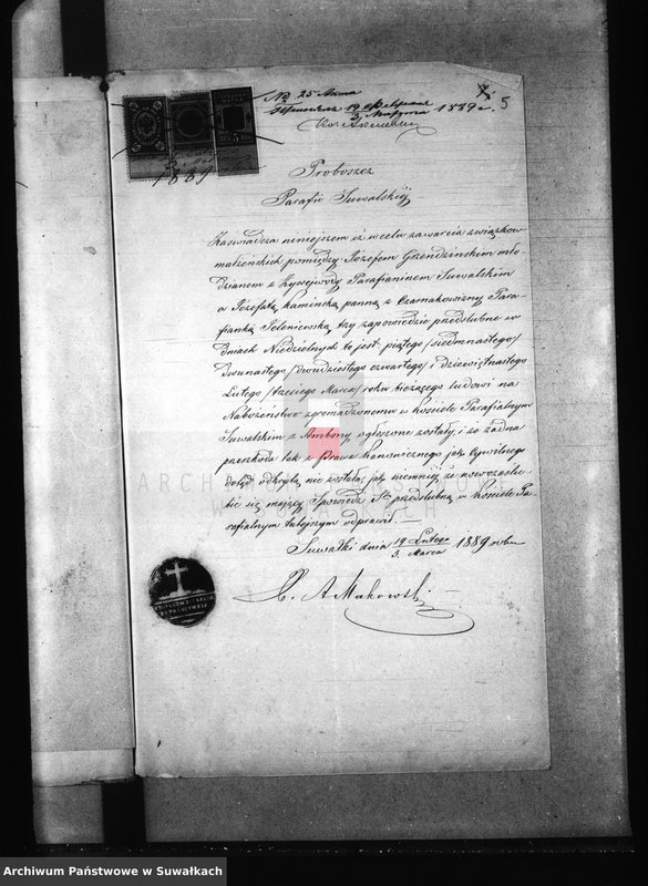 Obraz 9 z jednostki "Dokumenty k aktam brakosočetanîi Jelenievskago Prichoda c 1889 goda."