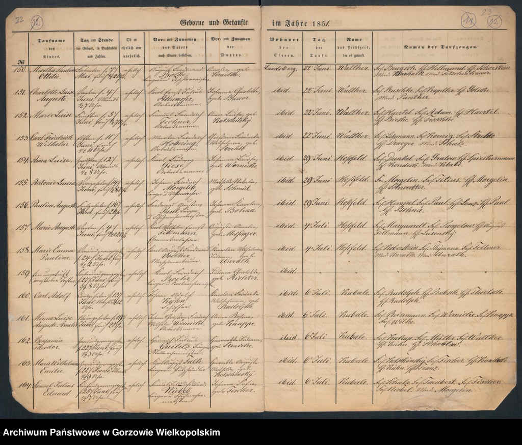 image.from.unit.number "Duplikate der St. Marienkirche zu Landsberg an der Warthe (zawiera też księgę zgonów Konkordien Kirche z 1851 r.)"