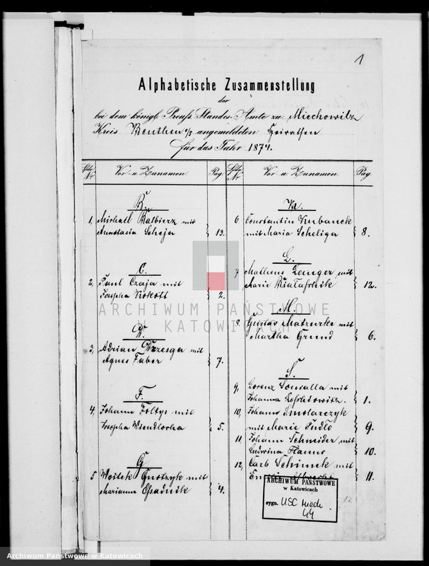 image.from.unit.number "Księga małżeństw za rok 1874 [nr 1 - 13]"