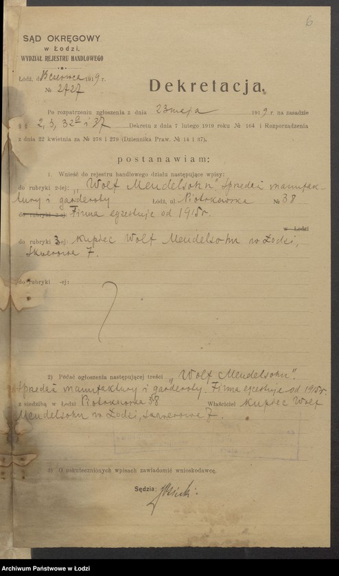 Obraz 8 z jednostki "Wolf Mendelsohn - sprzedaż manufaktury i garderoby"