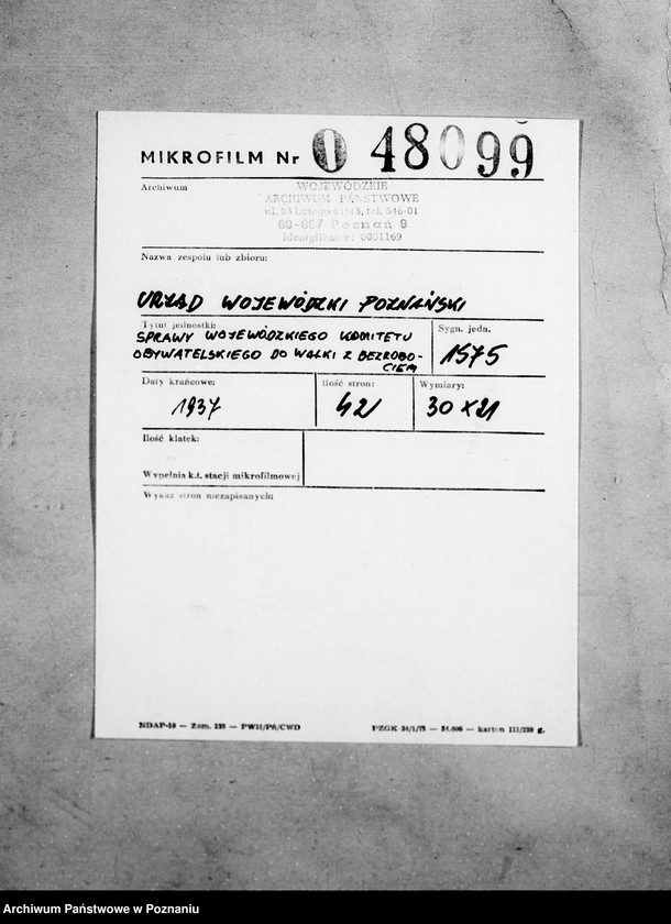 Obraz 2 z jednostki "/Sprawy Wojewódzkiego Komitetu Obywatelskiego do walki z bezrobociem/"