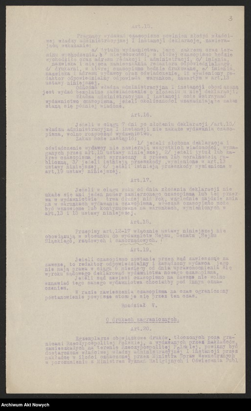 image.from.unit.number "Posiedzenie Rady Ministrów 2 X 192(?). Załącznik do porządku obrad w postaci Ustawy Prasowej"