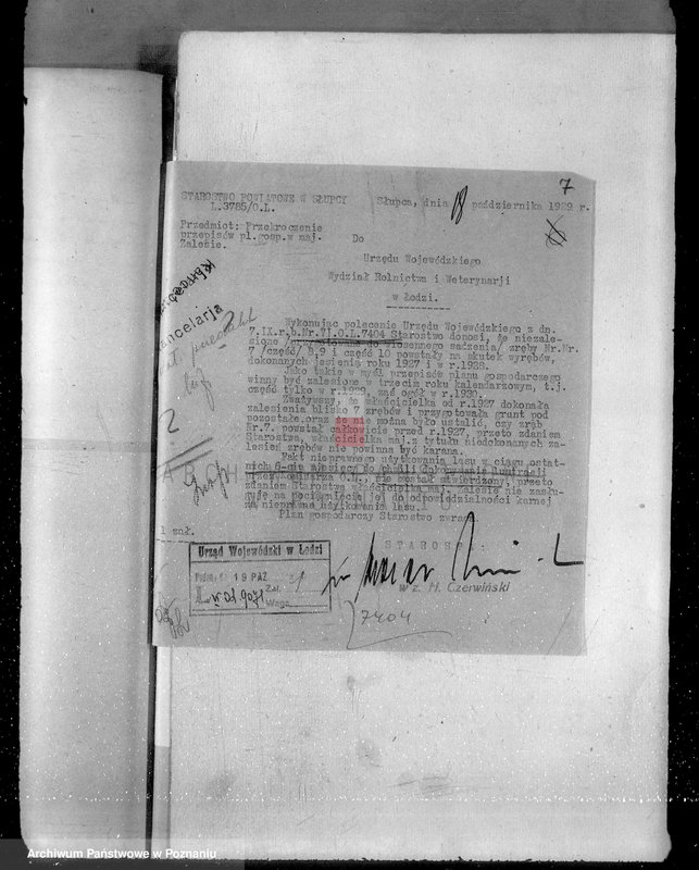 Obraz 10 z jednostki "Sprawa zmiany rodzaju użytkowania 14,42 ha gruntów leśnych w majątku Zalesie powiatu słupeckiego i zatwierdzenie planu gospodarczego"