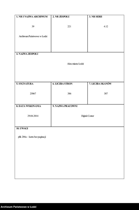 Obraz 1 z jednostki "[Spis ludności Łodzi] Sońka-Sowiński"