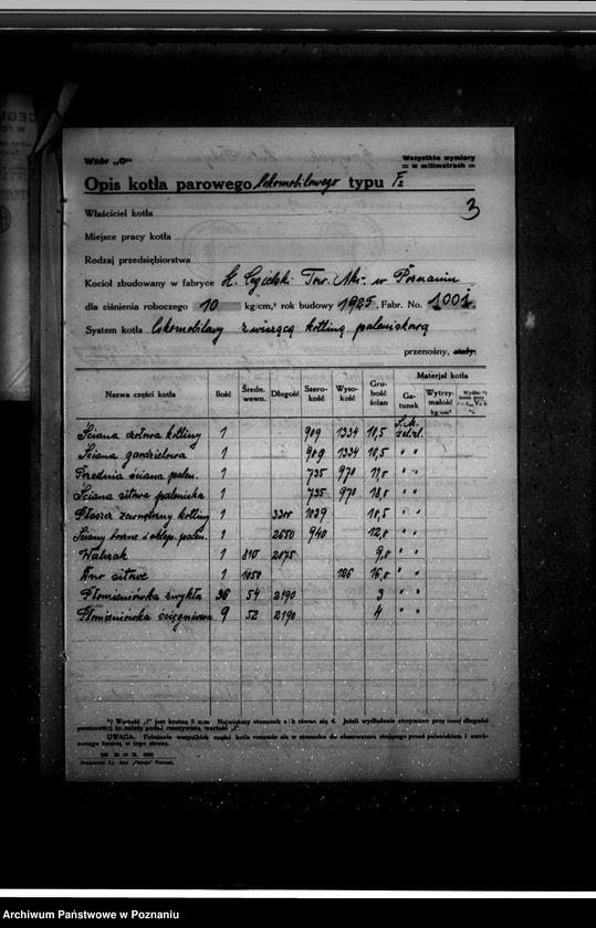 Obraz 7 z jednostki "Elektrownia Fundacji Sułkowskich w Rydzynie, pow. leszczyński nr woj. kotła 6124"