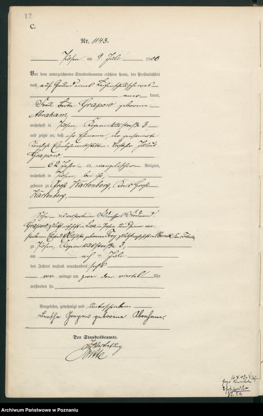 Obraz 14 z jednostki "Księga miejscowa zgonów tom III"