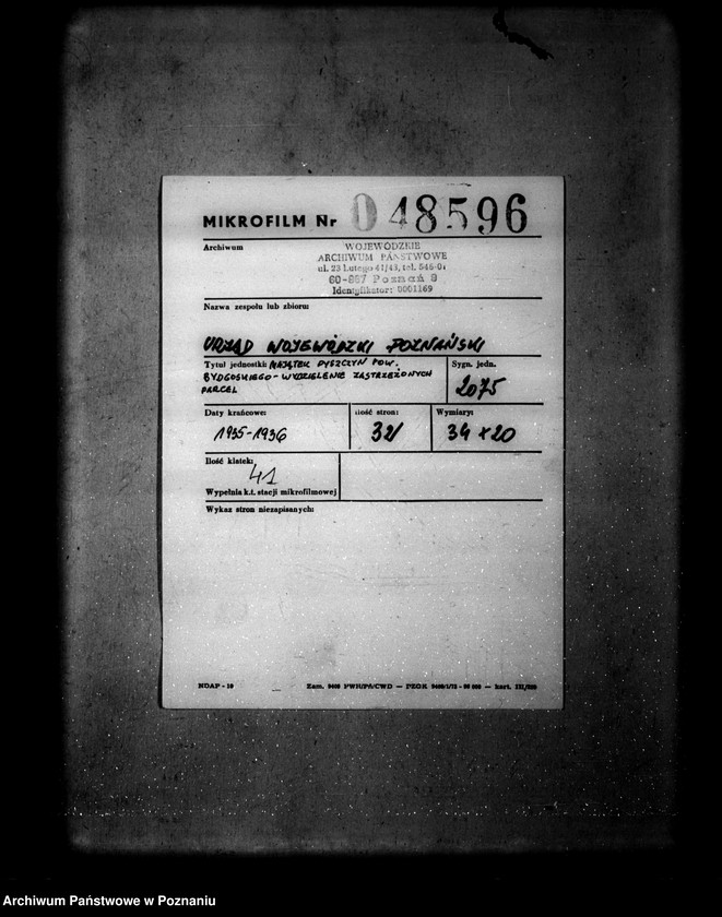 image.from.unit.number "Majętności Pyszczyn powiatu bydgoskiego wydzielenie zastrzeżonych parcel"