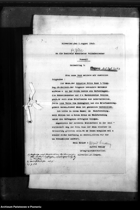 Obraz 5 z jednostki "Fritz Bonk aus Marschallsfelde, Kreis Kempen (Kępno)"