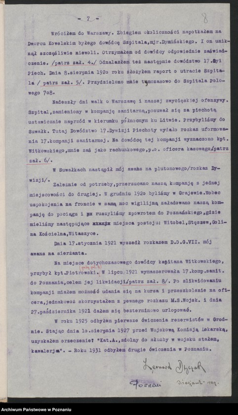 Obraz 10 z jednostki "Koło - Poznań przebieg służby wojskowej Leonarda Dyczaka."