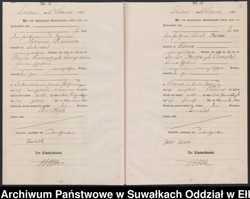 image.from.unit.number "Geburts-Haupt-Register des Königlich Preussischen Standes-Amtes Schaden Kreis Sensburg"