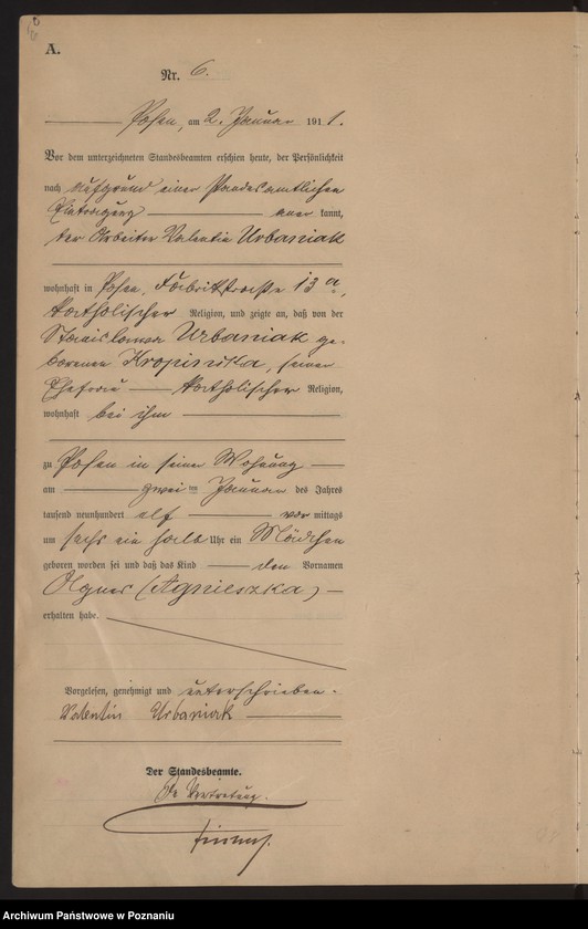 Obraz 7 z jednostki "Księga miejscowa urodzeń tom I [Rejestr główny urodzeń]"