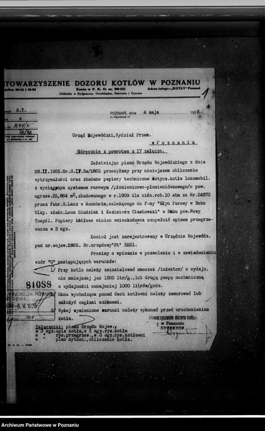 Obraz 5 z jednostki "Młyn parowy Leona Siudziaka i Ciastowskiego w Buku, pow. nowotomyski nr woj. kotła 2862"