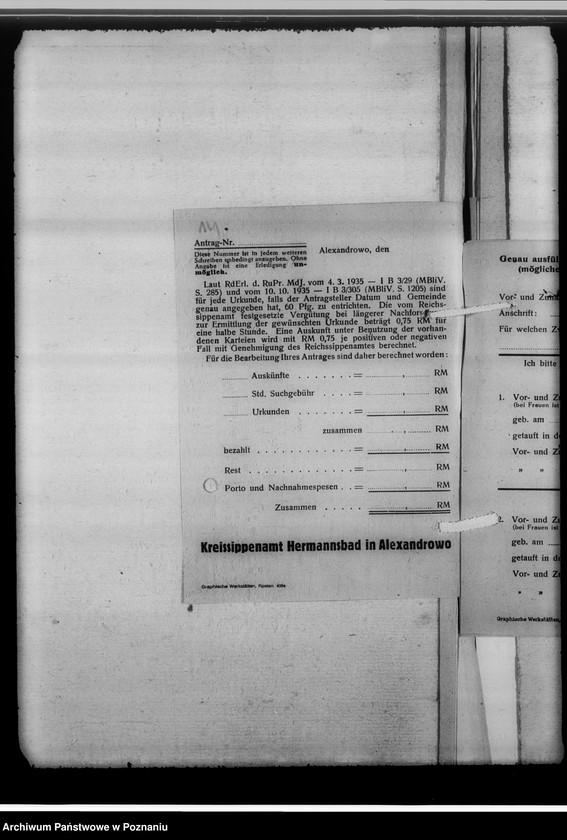 Obraz 18 z jednostki "[Korespondencja w sprawach organizacyjnych i działalności], Kreissippenamt Hermannsbad [Ciechocinek, powiat Aleksandrów Kujawski, województwo bydgoskie]"