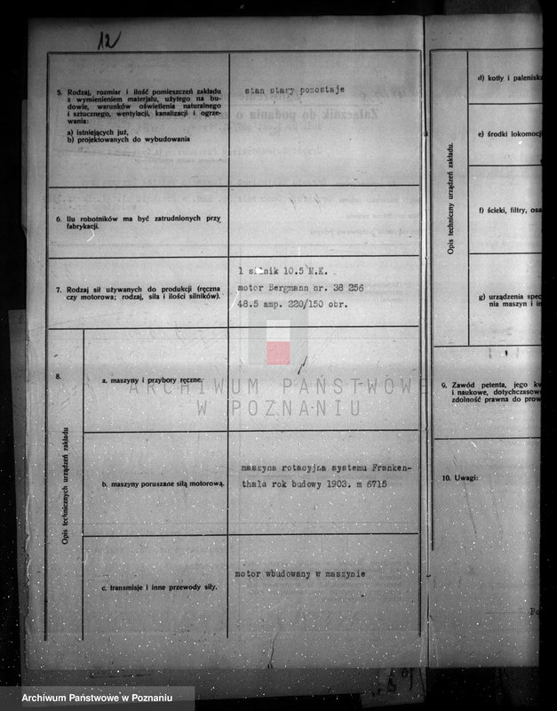 Obraz 16 z jednostki "Zatwierdzenie zakładu przemysłowego /drukarni "Concordia"/ w Poznaniu"