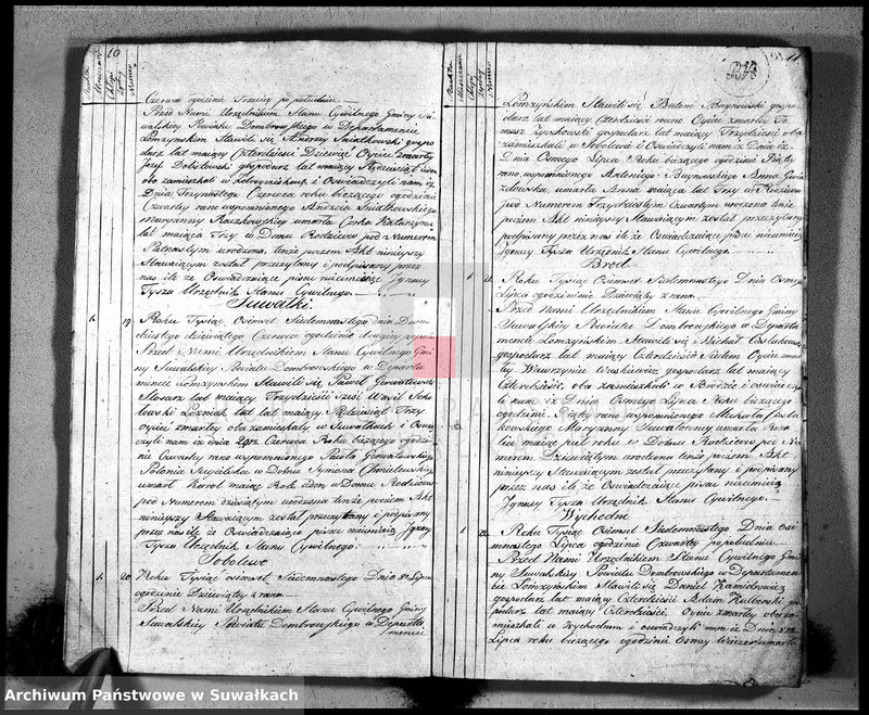 image.from.unit.number "Księga aktu umarłych gminy suwalskiey, powiatu dąbrowskiego w departamencie łomżyńskim od dnia 1 maja 1817 do 30 grudnia 1817"