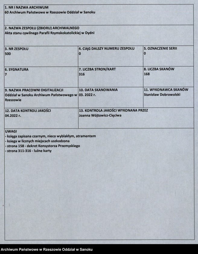 Obraz 1 z jednostki "Księga urodzeń z lat 1852-1896, małżeństw z lat 1862-1918, zgonów z lat 1859-1916 dla miejscowości Falejówka"