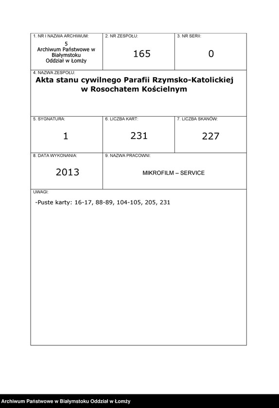 Obraz 1 z jednostki "Sumaryusz metryk dawnych i zaślubień małżeńskich"