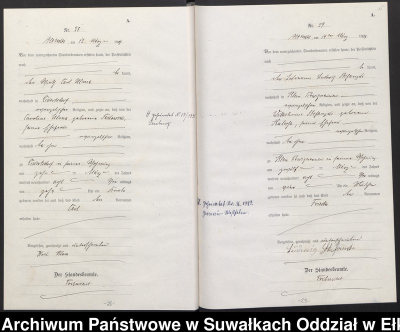 image.from.unit.number "[Geburts-Haupt-Register des Königlichen Preussischen Standes-Amtes Ukta Kreis Sensburg]"