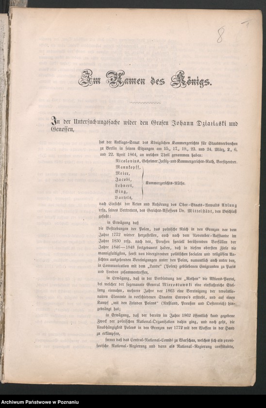 Obraz 12 z jednostki "Anklage - Schrift im Polenprozess 1864"