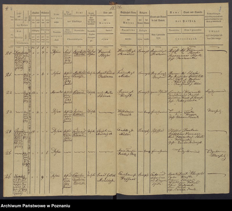 Obraz 7 z jednostki "[Akta urodzeń i chrztów, zgonów i pogrzebów, zapowiedzi i ślubów]"