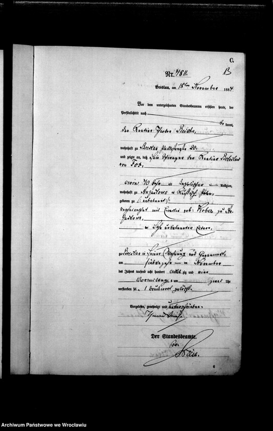 image.from.unit.number "Sterbe-Haupt-Register Breslau I 1884 Band 13"