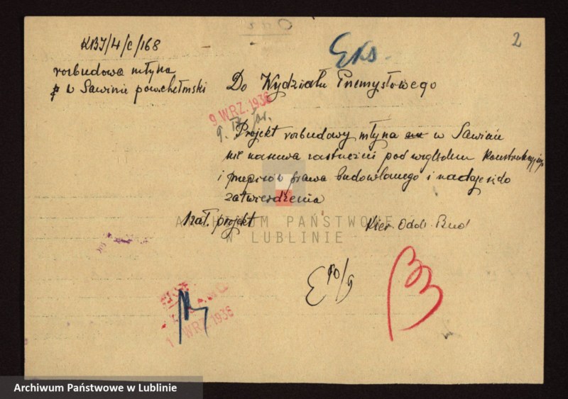 image.from.unit.number "[Projekt rozbudowy młyna M. Holcblata w Sawinie, pow. chełmski]"