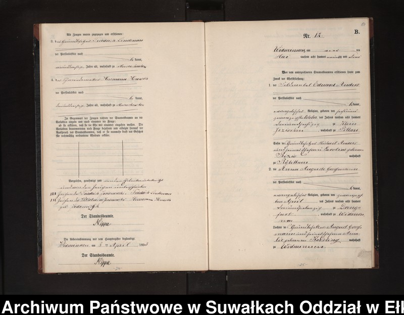 image.from.unit.number "Heiraths-Neben-Register des Preussischen Standes-Amtes Widminnen Kreis Loetzen"