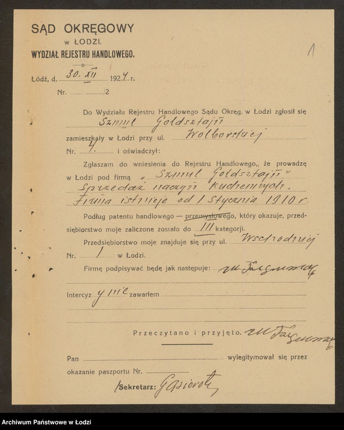 Obraz 3 z jednostki "Szmul Goldsztajn – sprzedaż naczyń kuchennych"