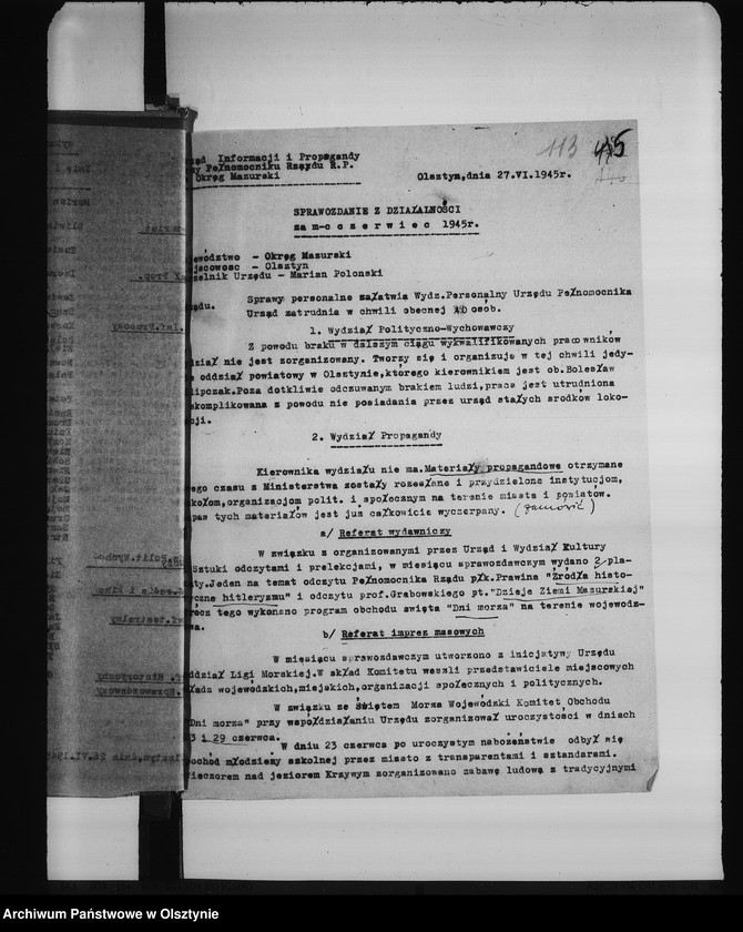 image.from.unit.number "Sprawozdania poszczególnych Wydziałów Urzędu Pełnomocnika. VI"