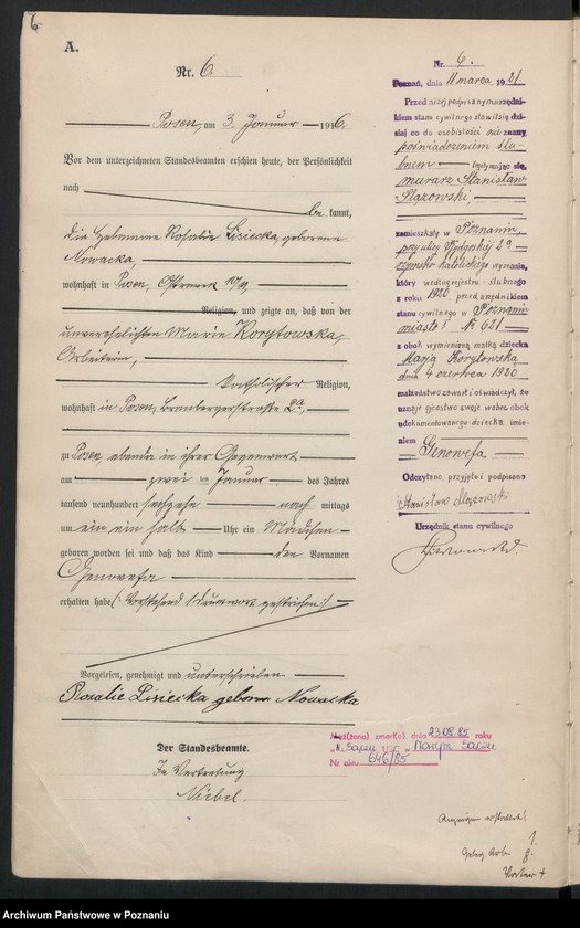 Obraz 8 z jednostki "Księga miejscowa urodzeń tom I [Rejestr główny urodzeń]"