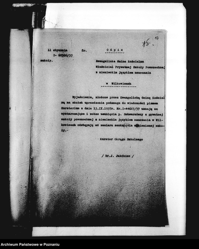 Obraz 20 z jednostki "Prywatna Szkoła Powszechna z niemieckim językiem nauczania Wilkowice, powiat Leszno"