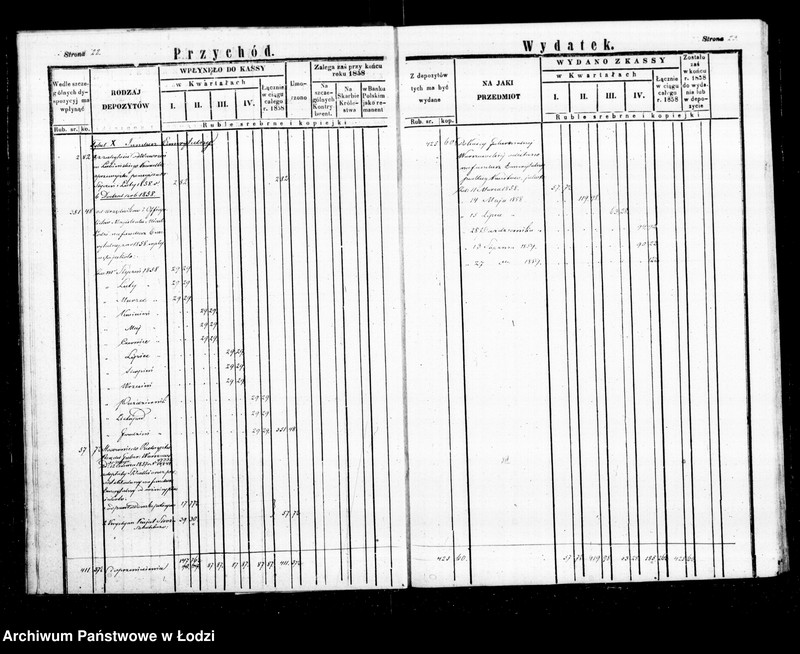 Obraz 16 z jednostki "Regestr przychodu i wydatku funduszów przechodnich i depozytowych kasy ekonomicznej m. Łodzi na r. 1858"
