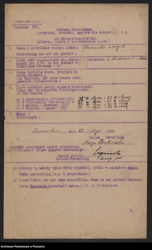 Obraz 6 z jednostki "[Zakłady dobroczynne (m.in. szpitale) w Inowrocławiu - przydziały mięsa]"