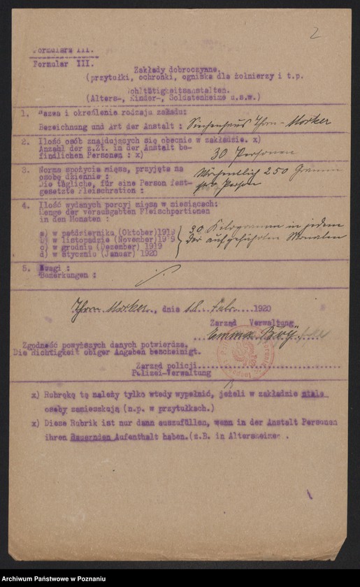 Obraz 4 z jednostki "[Wykazy zakładów dobroczynnych w Toruniu w związku z racjonowaniem żywności]"