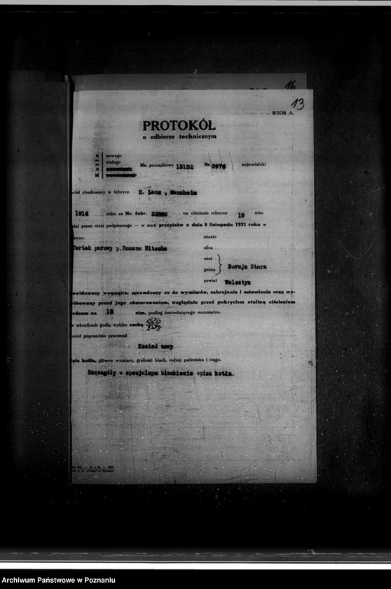 Obraz 17 z jednostki "Tartak parowy R. Nitsche w Boruji Starej powiat wolsztyński nr woj. kotła 5976"