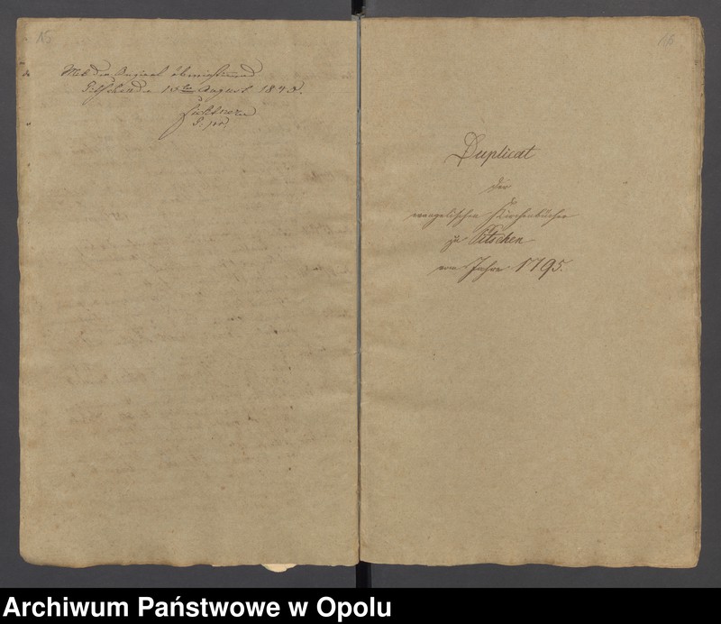 image.from.unit.number "Duplicate der evangelischen Kirchenbücher zu Pitschen von Jahre 1794 bis 1820 incl. [inclusiv]"