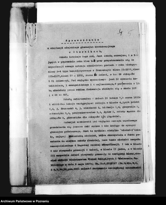 Obraz 8 z jednostki "Prywatne Gimnazjum Koedukacyjne- Oborniki [protokoły z wizytacji]"